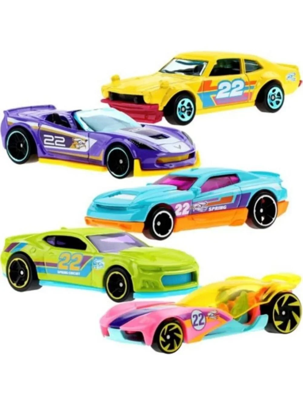 Complete Set of 5 Diecast Vehicles - 2022 Easter Spring Hot Wheels Collection